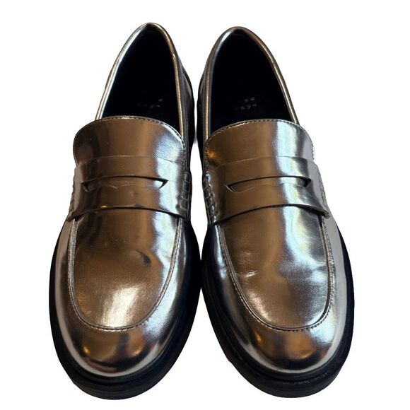 Shoes - A New Day Women's Silver Penny Loafer Memory Foam Insole Flats 8 - NEW (w/o box)